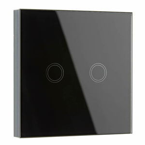 Biard 2 Gang Glass Touch Light Switch - Black