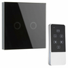 Biard 2 Gang Glass Touch Light Switch with Remote Control - Black