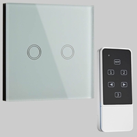 Biard 2 Gang White Glass Designer Touch Light Switch Remote Controlled