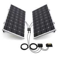 Biard 200W Silver Solar Panel Kit with Adjustable Frame,  20A Charge Controller,  5m Extension Cables & Branch Connectors