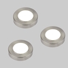 Biard 3 x Stainless Steel Round LED Under Cabinet Light SMD with Power Supply and 6 Port Adapter