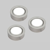 Biard 3 x Stainless Steel Round LED Under Cabinet Light with Power Supply and 6 Port Adapter