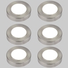 Biard 6 x Stainless Steel Round LED Under Cabinet Light SMD with Power Supply and 6 Port Adapter