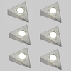 Biard 6 x Stainless Steel Triangle LED Under Cabinet Light with Power Supply and 6 Port Adapter