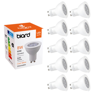 Biard Dimmable 8W GU10 LED Spotlight - Pack of 10
