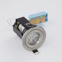 iCage 240V Fire Rated Die-Cast Downlight With Satin Chrome Bezel and 8W Cool White Biard LED Spotlight