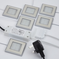 Square LED cabinet light packed in six with 15W driver with plug in Warm,  Natural Or Cool White