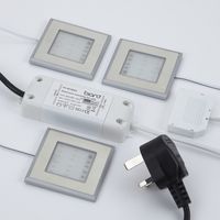 Square LED cabinet light packed in three with 5W driver with plug in Warm,  Natural Or Cool White