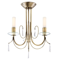 TP24 Low Energy LED Amman 3 Arm Ceiling Light in Antique Brass Finish with Crystals