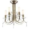 TP24 Low Energy LED Amman 5 Arm Ceiling Light in Antique Brass Finish with Crystals