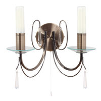 TP24 Low Energy LED Amman Double Wall Light in antique Brass Finish with Crystals