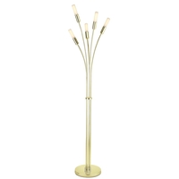 TP24 Low Energy LED Beaufort 5 Head Floor Lamp in Polished Brass Finish