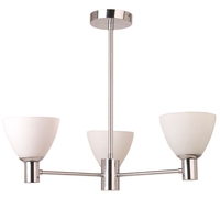 TP24 Low Energy LED Madrid 3 Arm Ceiling Light in Chrome Finish with White Glass Shades