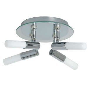 TP24 Low Energy LED Roseau Task 4 Plate Ceiling Light in Chrome and Glass Finish