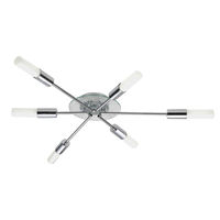 TP24 Low Energy LED Roseau Task 6 Plate Flush Ceiling Light in Chrome and Glass Finish