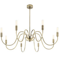 TP24 Low Energy LED Switchable Ambassador 8 Arm Ceiling Light In Antique Brass Finish With Glass Det