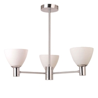 TP24 Low Energy Madrid 3 Arm Ceiling Light in Chrome Finish with White Glass Shades