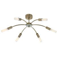 TP24 Low Energy Ottawa 6 Arm Ceiling Light in Antique Brass Finish