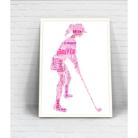 Female Golfer Personalised Word Art Gift