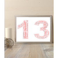 Personalised 13th Birthday Word Art Gift