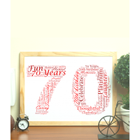 Personalised 70th Birthday Word Art Gift