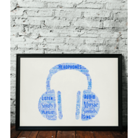 Personalised Headphones Word Art Print