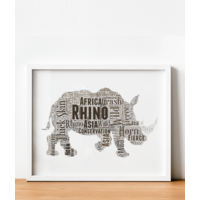 Personalised Rhino Word Art Print
