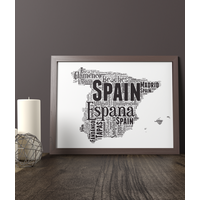 Personalised Spain Map Word Art Print