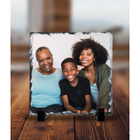 Personalised Square Rock Photo Slate - With Stand