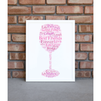 Personalised Wine Glass Word Art Print