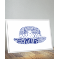 Policewoman Hat Word Art Print - Female Police Officer Gift