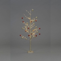 150cm Champagne Tree with Red and Gold Baubles and Warm White LED Lights