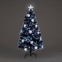 4ft Night Star Fibre Optic Christmas Tree with Ice White Stars