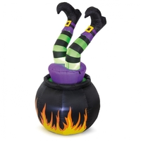 5ft Upside Down Animated Witch in Cauldron