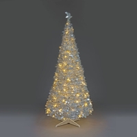 6ft Anti Silver Holly LED Pre-Lit Pop-Up Christmas Tree