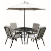 Amalfi Ivory 4 Seater Square Dining Set With Parasol