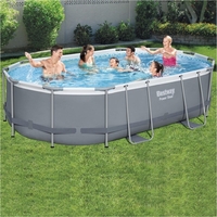 Bestway 16ft x 10ft x 42in Power Steel Frame Oval Pool Set