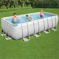 Bestway 16ft x 8ft x 48in Power Steel Rectangular Pool Set