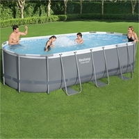 Bestway 18ft x 9ft x 48in Power Steel Oval Pool Set