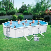 Bestway 24ft x 12ft x 48in Hydrium Oval Steel Wall Pool Set with Sand Filter