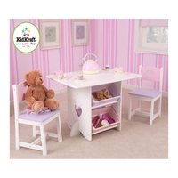 KidKraft Heart Table and Chair Set With Pastel Bins