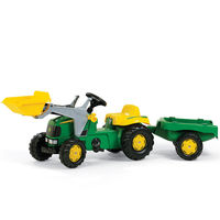 Rolly Kid John Deere Pedal Tractor with Frontloader & Trailer