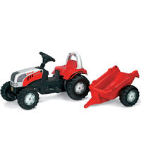 Rolly Kid Steyr Pedal Tractor with Roll Bar & Trailer