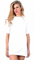 Abia White Zipped Shoulder Tunic Dress