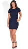 Dina Navy Short Sleeved Plain Bodycon Dress