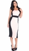 Gabby Coral Strip Bodycon Midi Dress