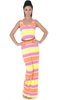 Haile Neon Rainbow Stripe Belted Racerback Maxi Dress