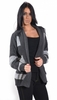 Hannah Charcoal/Grey Horizontal Striped Knitted Cardigan