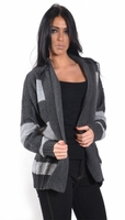 Hannah Charcoal/Grey Horizontal Striped Knitted Cardigan