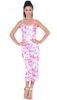 Heather Pink Floral Cross Panel Strap Midi Dress
